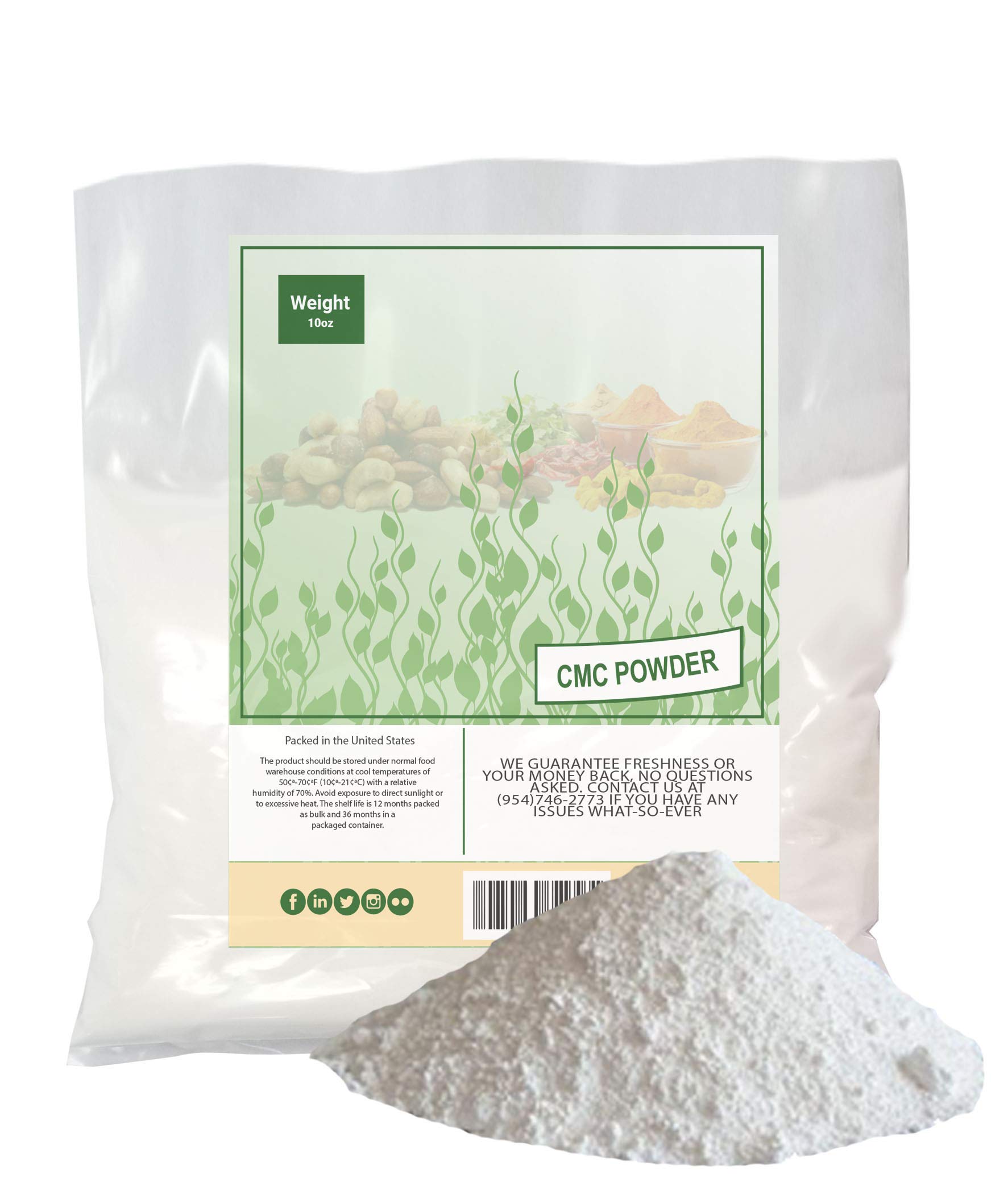 Bulk Sodium Carboxymethyl Cellulose (CMC) Powder - 10 oz | Food Thickener & Stabilizer for Baking, Ice Cream, Cosmetics | Vegan, Gluten-Free