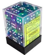 Chessex 36-Pack Waterlily with White Festive 12mm Pipped D6 Dice Set - Perfect for Dungeons & Dragons, Board Games, and Tabletop RPGs