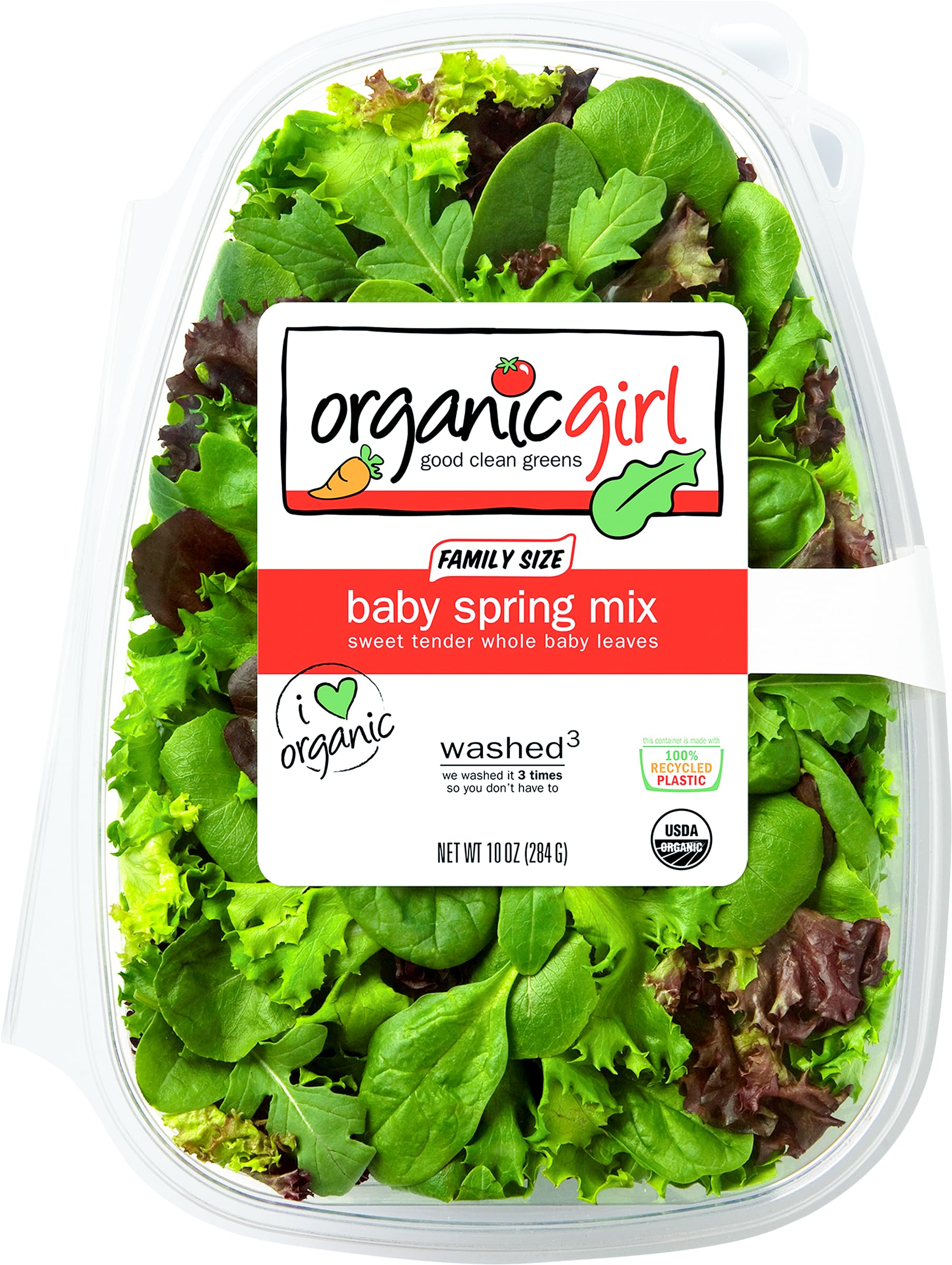 Organicgirl Baby Spring Greens Mix - Fresh, Organic Salad Greens, 10 Oz - Perfect for Salads, Smoothies & Healthy Meals