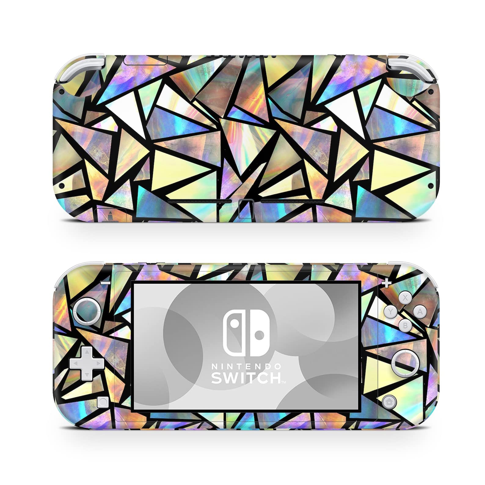ZOOMHITSKINS Nintendo Switch Lite Skin - Mosaic Mirror Pastel Glossy Kaleidoscope Design, 3M Vinyl Protective Cover | Durable, Easy to Install, Made in USA | Perfect for Gaming Protection & Personalization