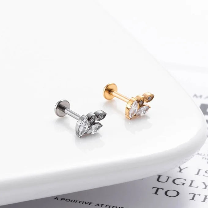 16G Cartilage Titanium Earrings - Windmill Flower Stud Earrings for Women | Hypoallergenic Body Jewelry | Perfect for Piercing, Daily Wear & Special Occasions