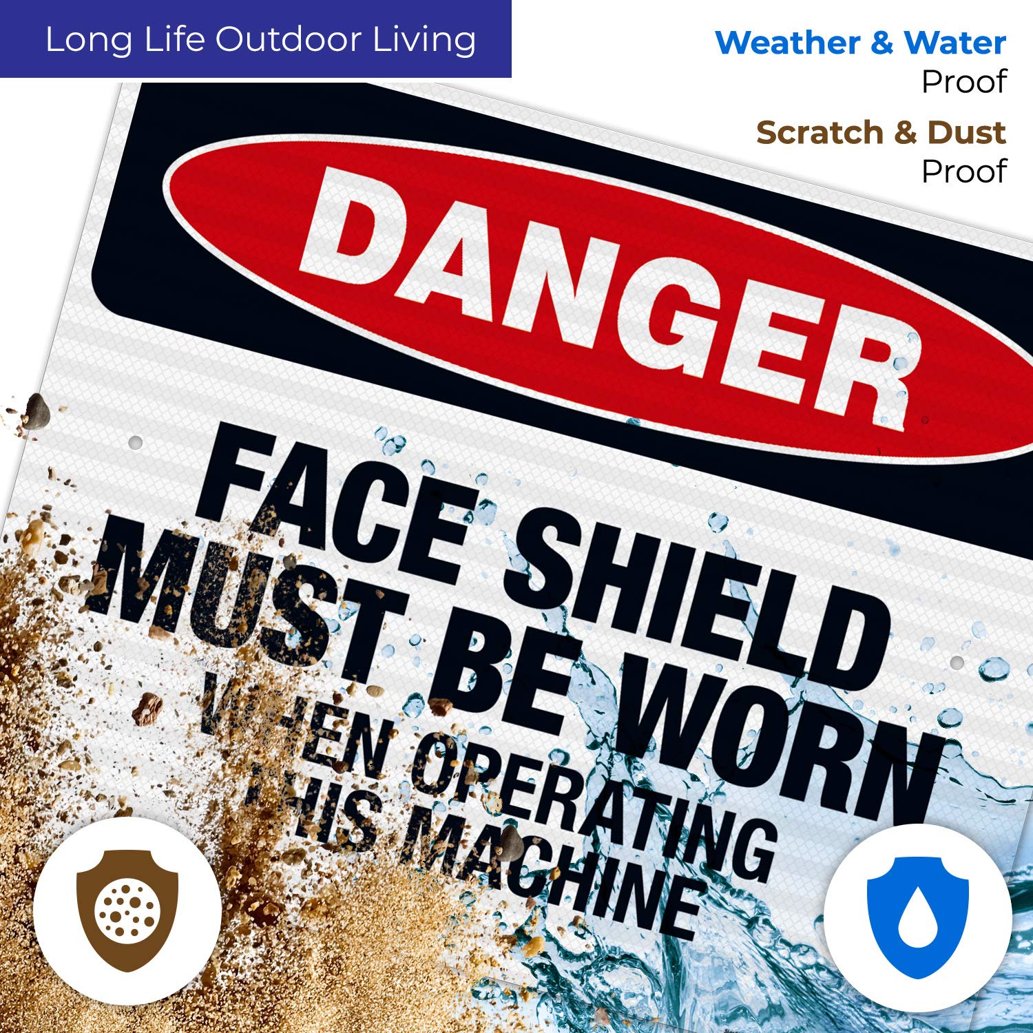 OSHA Danger Sign - Face Shield Must Be Worn When Operating Machine | 24x30 Inches | 3M EGP Reflective .080 Aluminum | Fade Resistant | Indoor/Outdoor Safety Sign | Made in USA | Perfect for Construction Sites, Factories & Industrial Workplaces