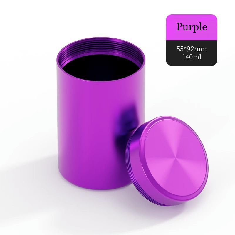 2PCS Aluminum Airtight Storage Jars - Portable Food Containers for Spices, Coffee, Tea & Dry Goods - 140ml Kitchen Organizer (Pink & Purple) - Perfect for Pantry, Camping & Office Use