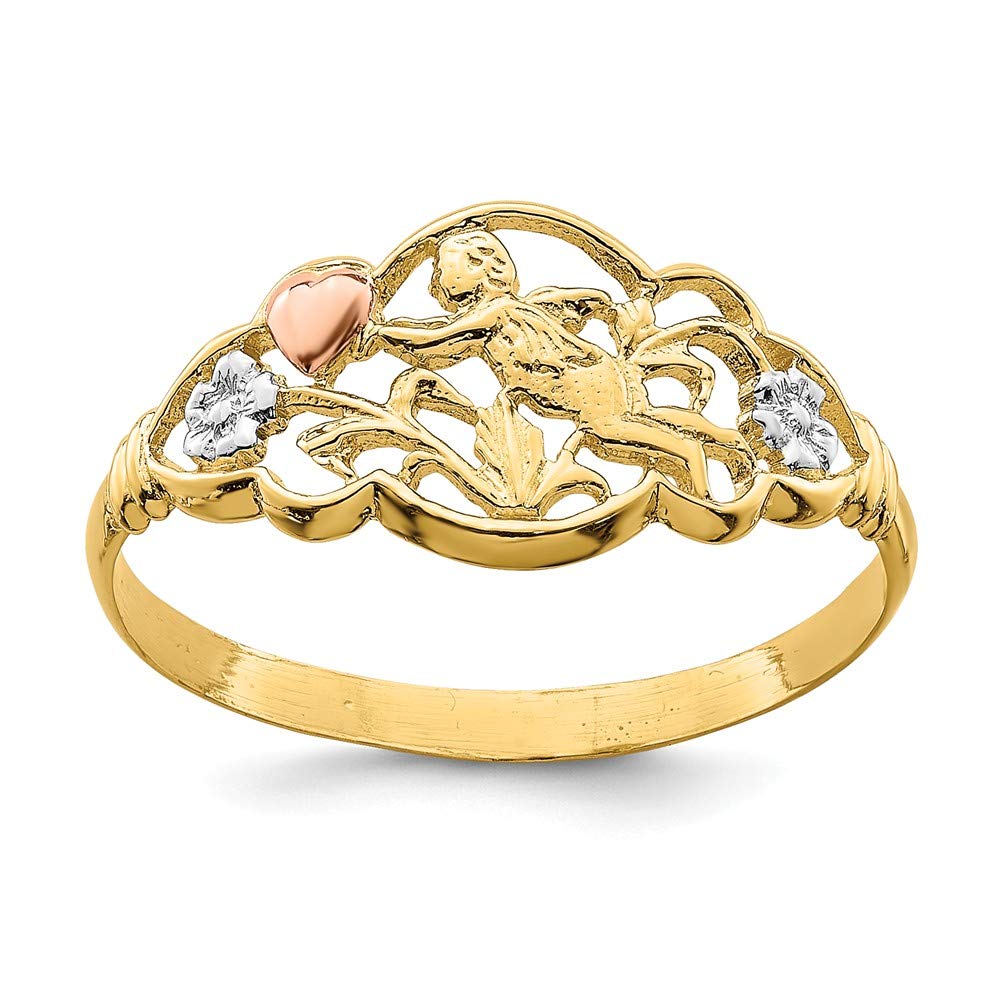 14K Yellow and Rose Gold Rhodium-Plated Angel Ring for Women - Elegant Jewelry Gift for Birthday, Anniversary & Special Occasions