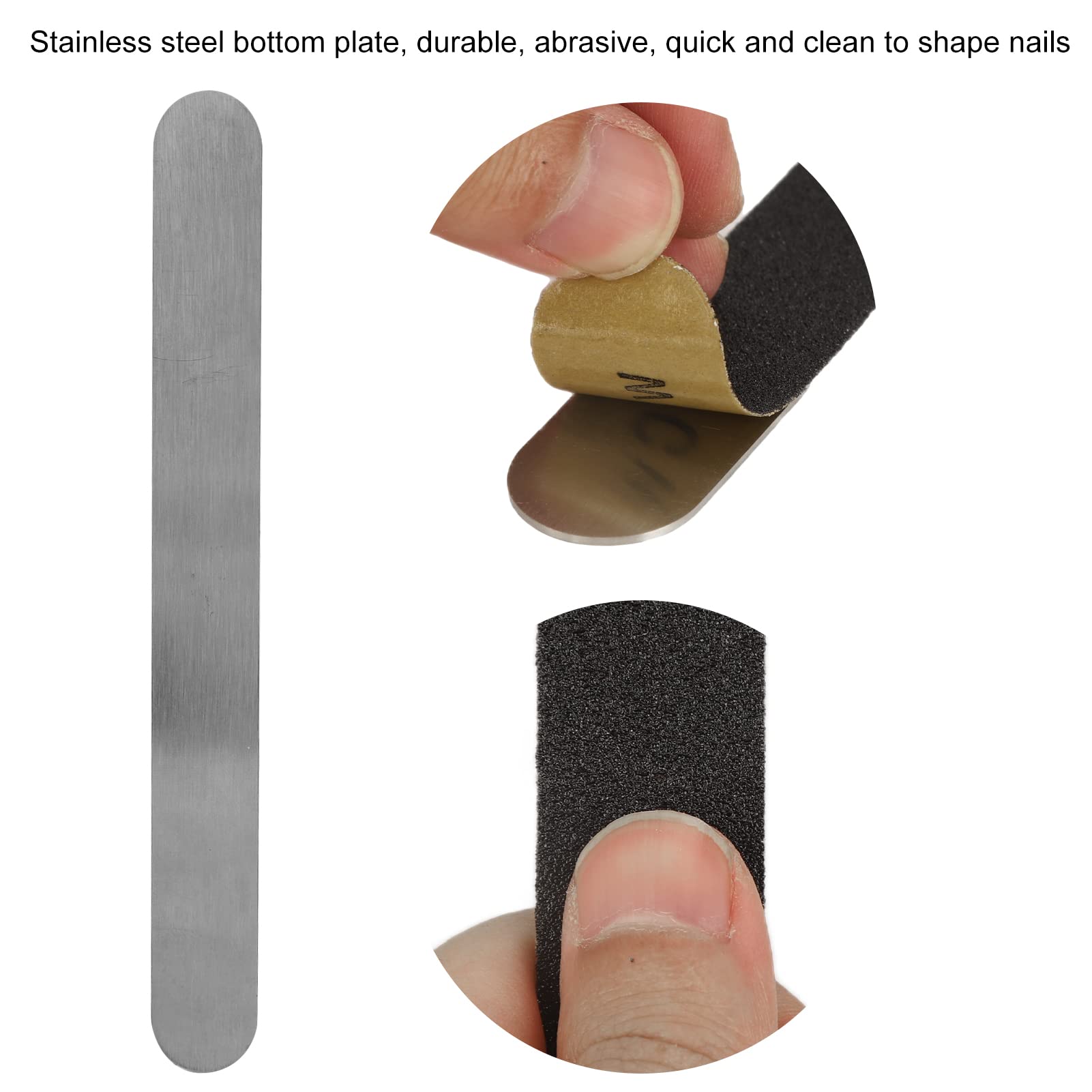 100 Pcs Nail File Strips with Steel Base for Acrylic Nails - Salon & Home Use