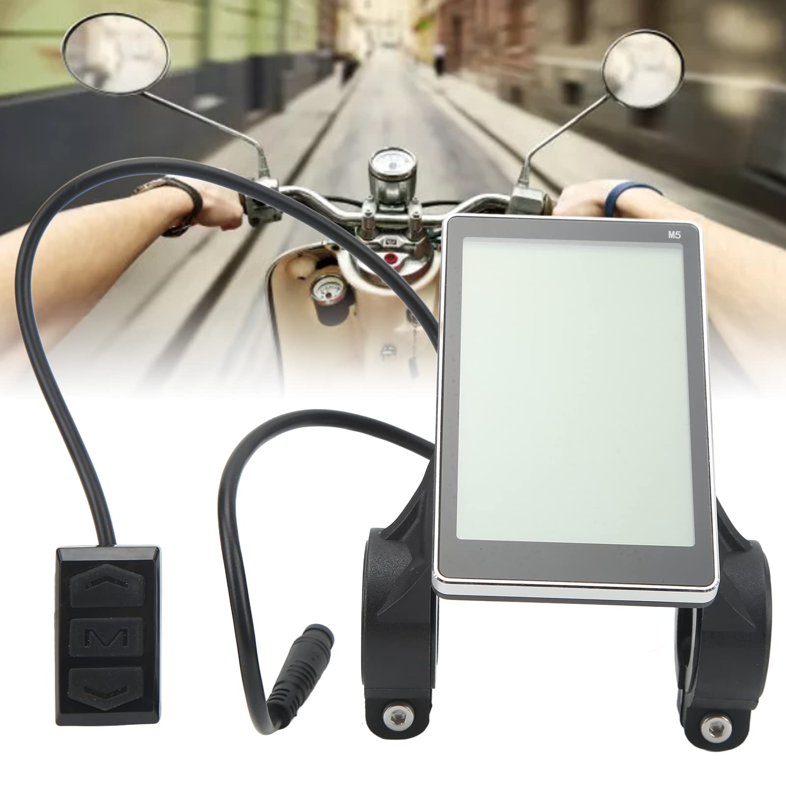 Universal 24V 36V 48V 60V Electric Bike LCD Display M5 - Waterproof E-Bike & Scooter Speedometer Control Panel Screen (31.8mm/22.2mm) for Replacement - Perfect for Commuting, Off-Road & Urban Riding