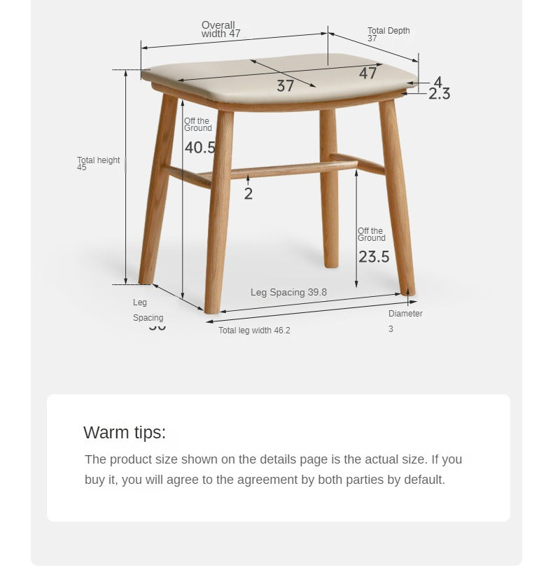 Solid Oak Wood Modern Dressing Stool - Elegant Vanity Seat with Storage for Bedroom & Bathroom | Perfect Makeup Stool, Shoe Bench & Home Decor
