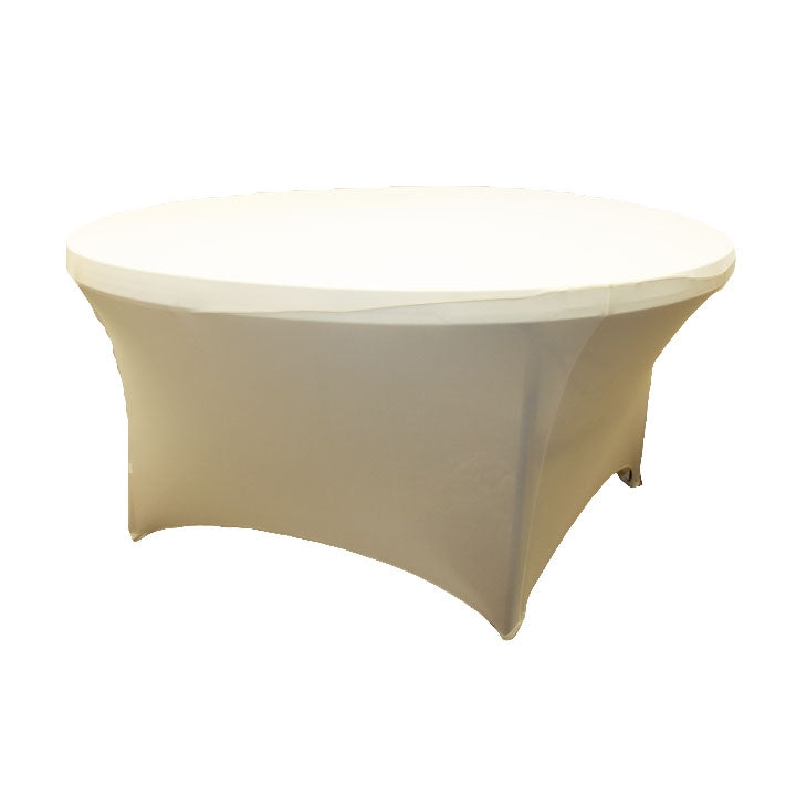 5FT Round Spandex Table Cover Ivory - Premium Stretchable Tablecloth for Weddings, Parties & Events - Washable & Wrinkle-Resistant