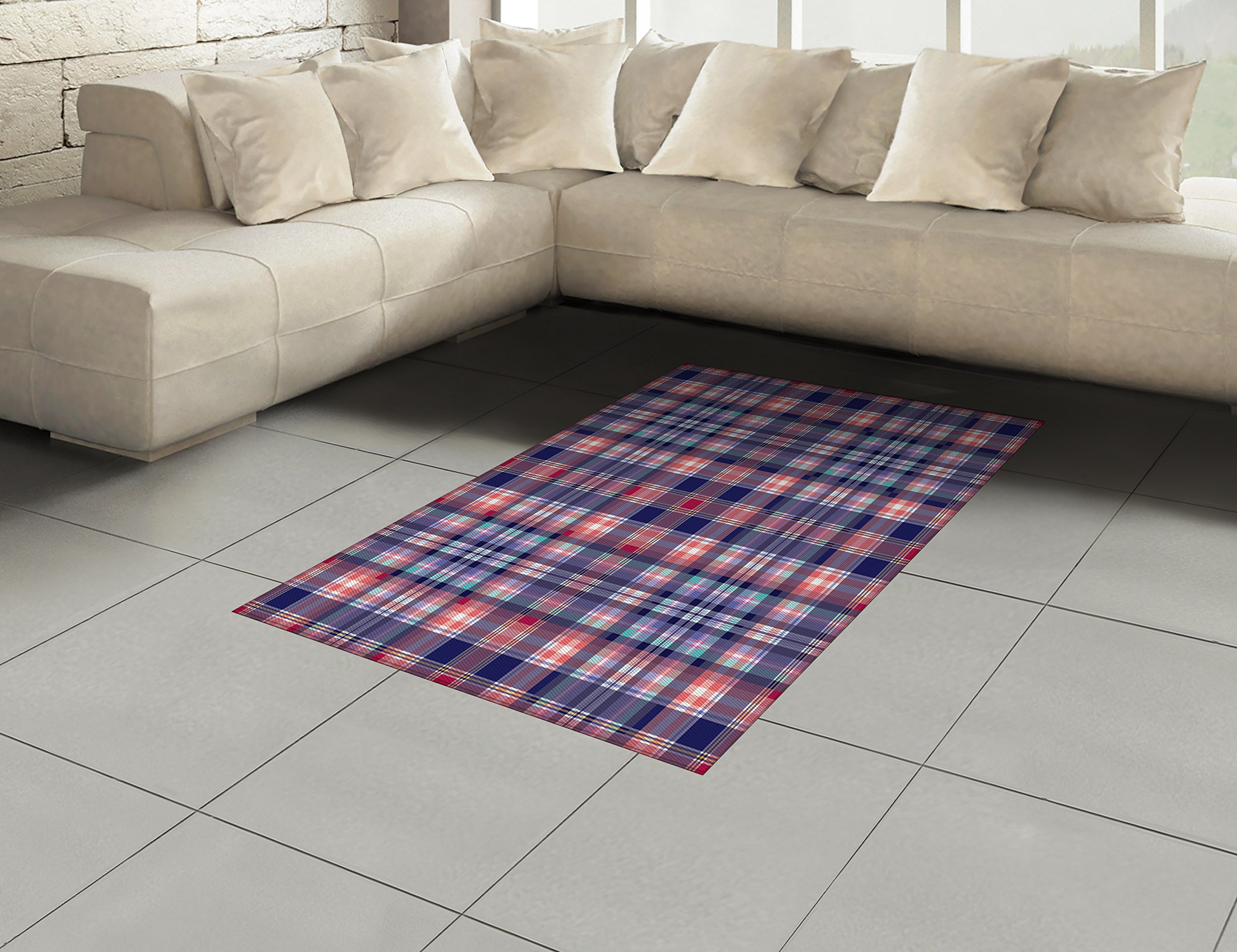 Ambesonne Checkered Area Rug 4' x 5'7