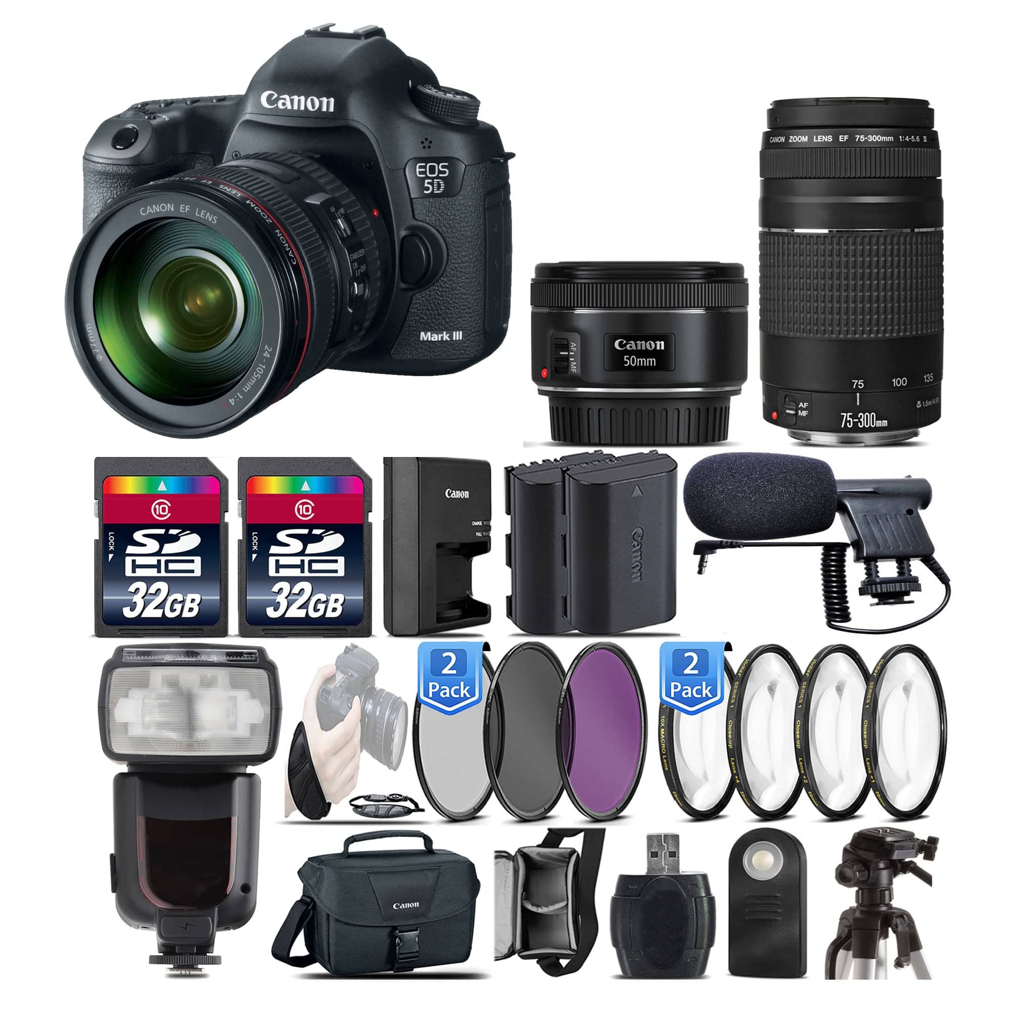 Canon EOS 5D Mark IV 30.4MP Full Frame DSLR Camera with 24-70mm f/2.8 Lens & 50mm f/1.8 Lens Bundle - Professional Photography for Weddings, Portraits & Landscapes (USA Stock)