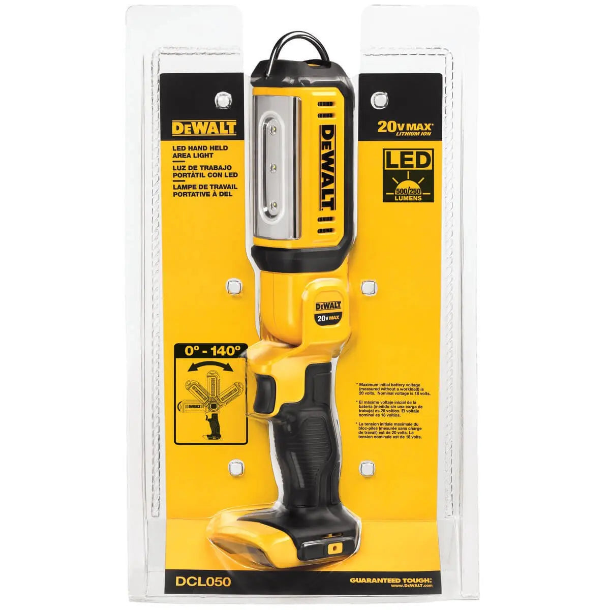 DEWALT DCL050 20V Max LED Work Light - Handheld Portable Flashlight for Construction, Auto Repair & Emergency Use - Cordless Tool Only
