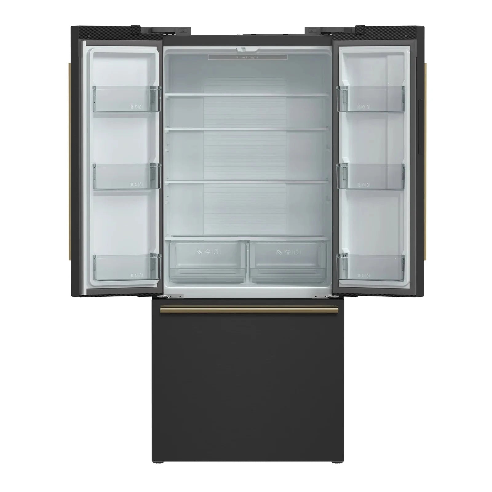 Forno Espresso Gallipoli 30-Door Refrigerator with Ice Maker - Black Finish & Antique Brass Handle (Model FFFFD1974 31BLK) | Perfect for Restaurants, Cafes, and Luxury Home Kitchens