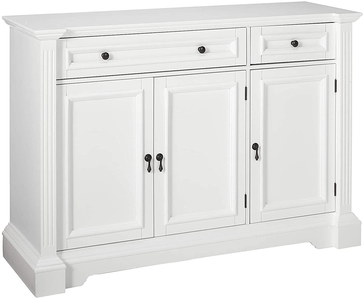 KB Designs Buffet Server Sideboard Breakfront Storage Cabinet - White Finish Wood for Dining Room, Living Room & Kitchen Storage