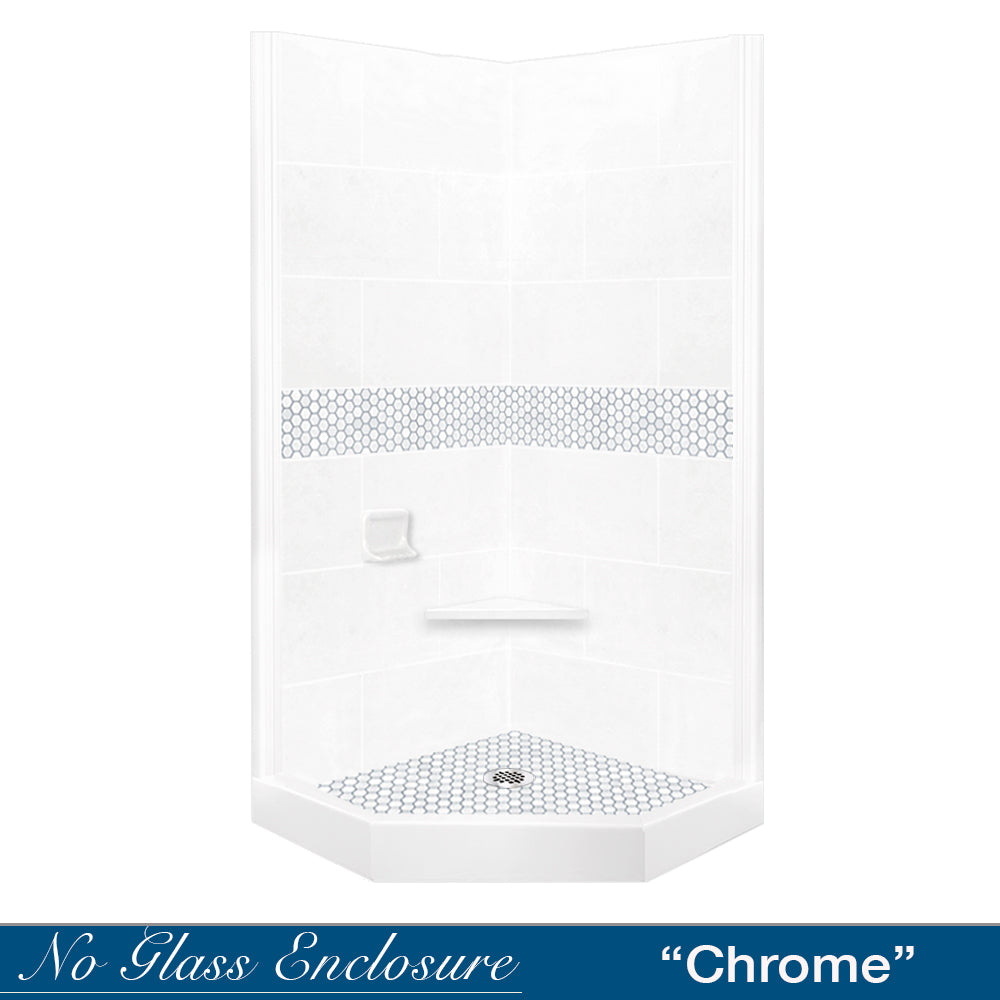 Natural Buff Sistine Stone & Pearl Hex Mosaic Tile - DIY Shower Remodel Kit for Bathroom, Backsplash, and Pool Accent Wall