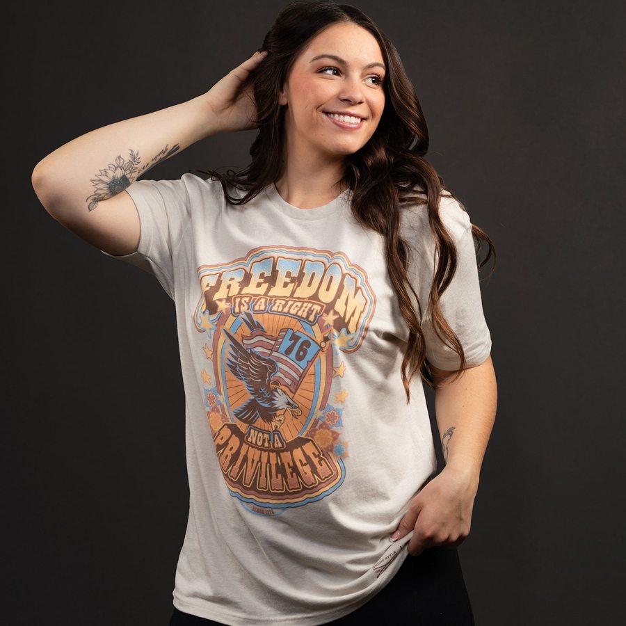 Women's Freedom Is A Right Boyfriend Fit T-Shirt - Comfortable Oversized Cotton Tee for Casual Wear & Feminist Statement