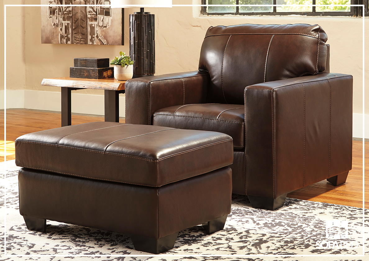 Gio Italia Mayan Series Leather Ottoman - Gray & Chocolate Brown Footstool, Storage Bench | Perfect for Living Room, Bedroom & Home Decor