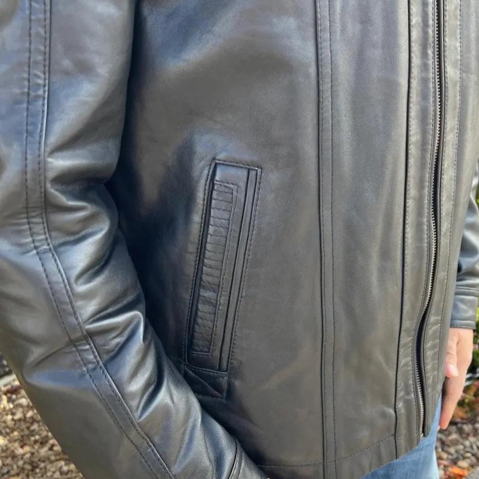 BOL Men's Cardigan Bomber Jacket - Genuine Lambskin Leather, Stylish & Comfortable - Perfect for Casual Outings, Date Nights & Fall Fashion