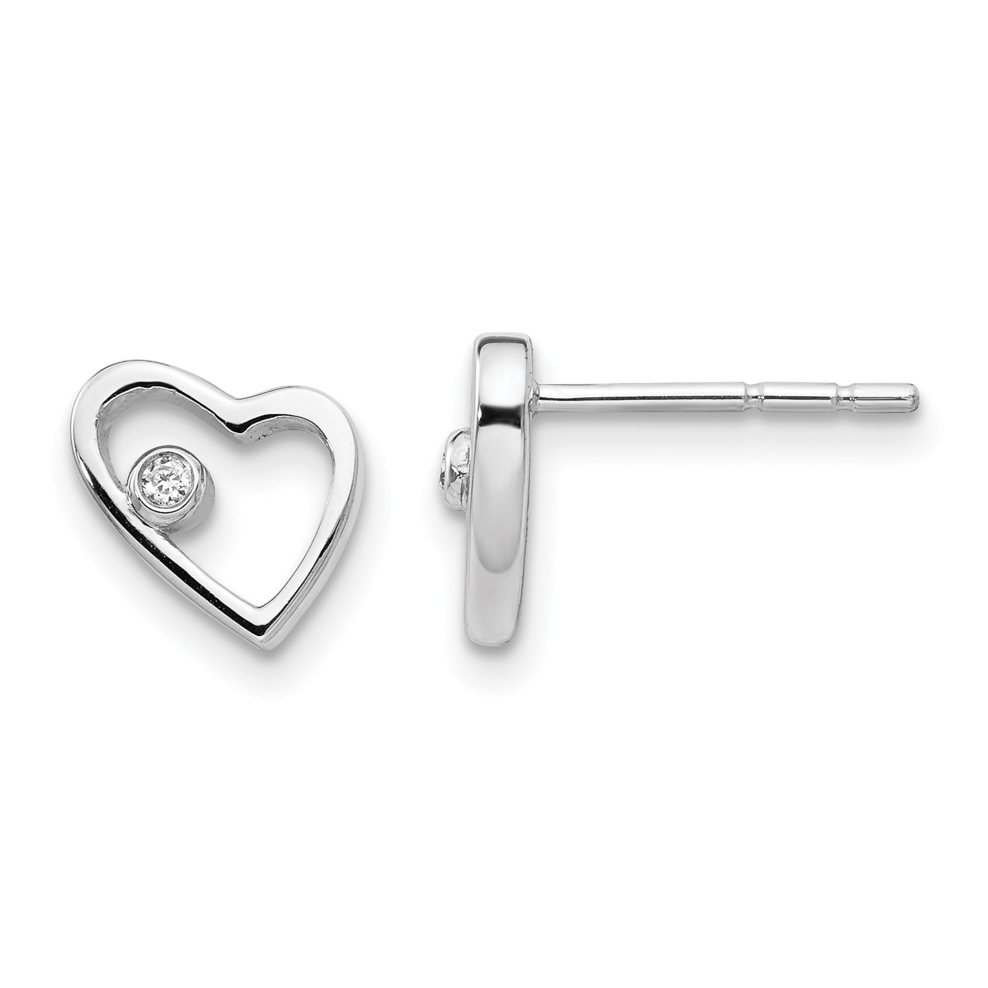 925 Sterling Silver Diamond Heart Love Stud Earrings for Women - Valentine's Day Gift, Anniversary Present, Romantic Jewelry for Her