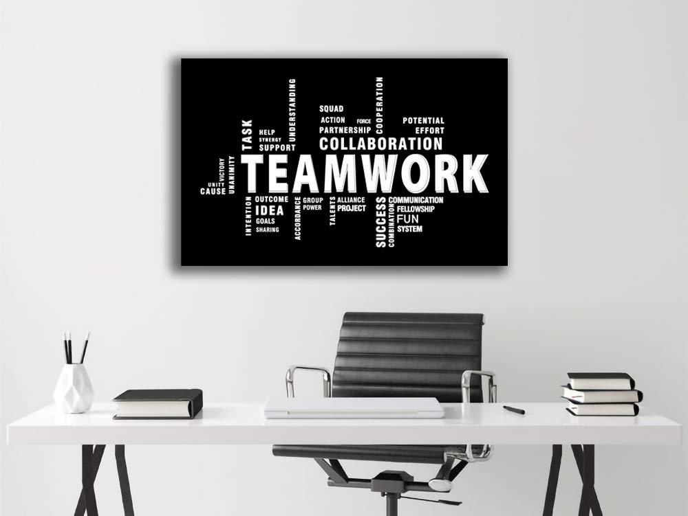 Teamwork Canvas Wall Art - Large Framed Motivational Quotes for Office & Home Decor - Inspirational Posters Ready to Hang - Perfect for Living Room, Bedroom or Workspace