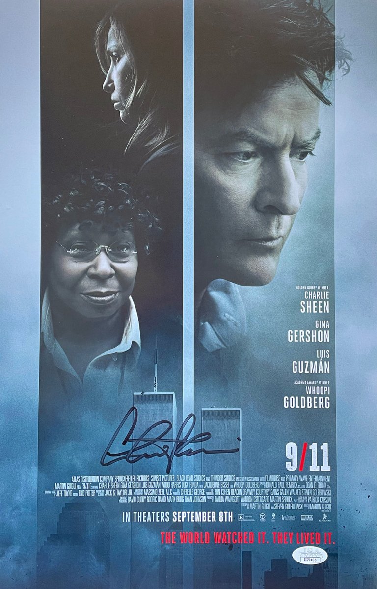 Charlie Sheen Autographed 11x17 Movie Poster - 9/11 Film Memorabilia with JSA Certificate - Perfect for Collectors, Movie Fans & Home Theater Decor