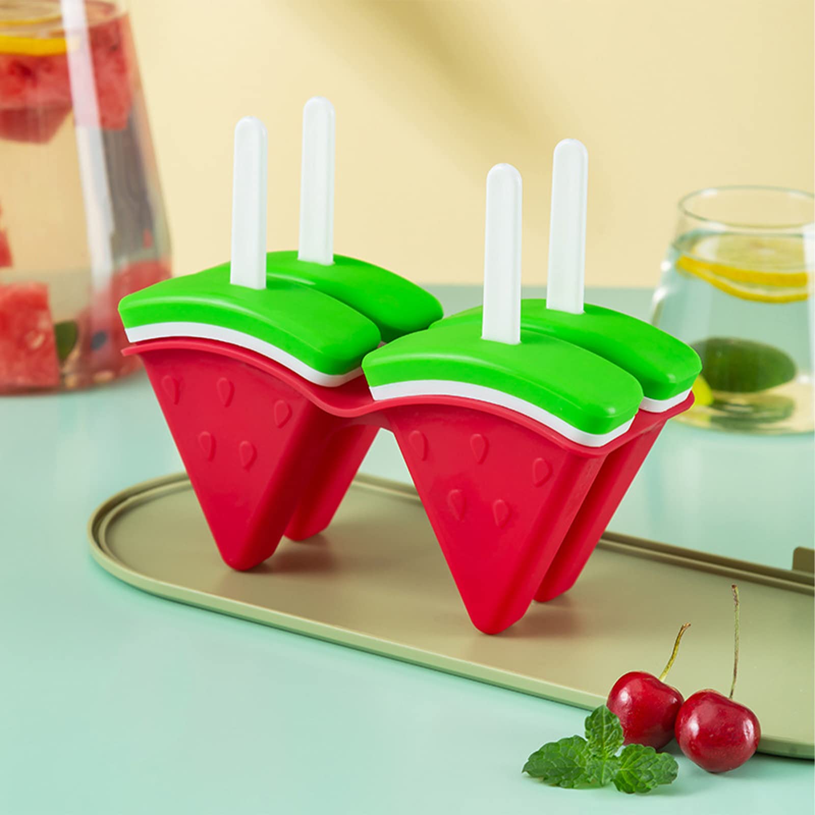 8-Piece Reusable Popsicle Molds Set - BPA Free Ice Pop Maker with Sticks for Homemade Watermelon Freeze Pops & Ice Cream - Perfect for Summer Treats, Kids Snacks, and Healthy Frozen Desserts
