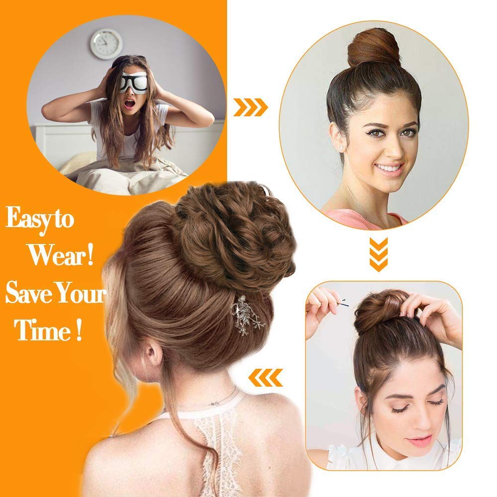 MoonEyes 1PC Lightweight Brown Artificial Juda Hair Bun Extension for Women - Perfect for Cosplay, Costume Parties & Everyday Hairstyling
