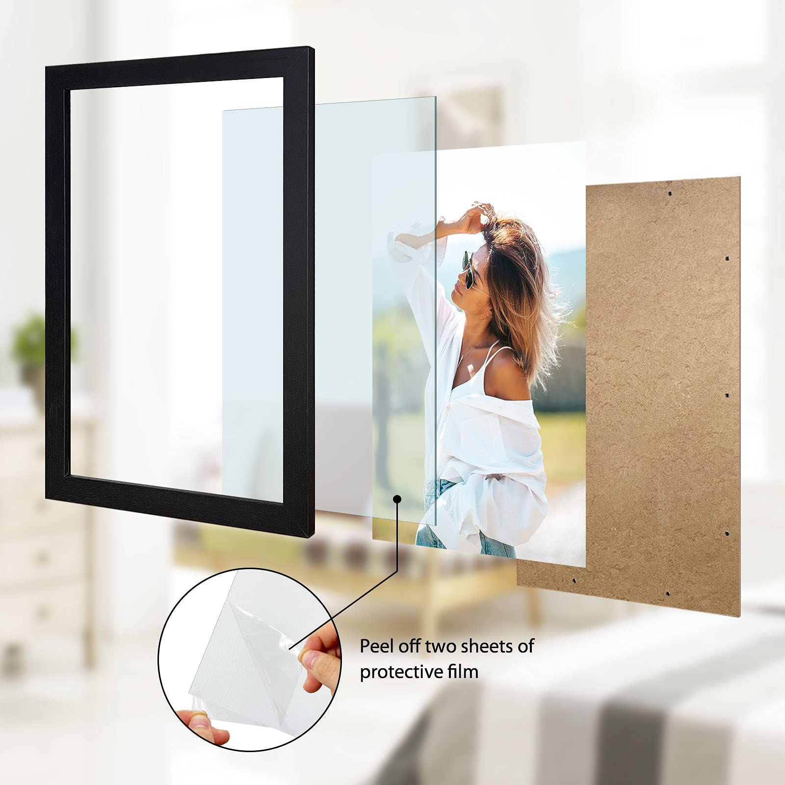 VCK 20x30 Inch Black Poster Frames 3-Pack - Solid Wood Wall Picture Frames for Art, Photos & Puzzles - Perfect for Living Room, Bedroom & Office Decor