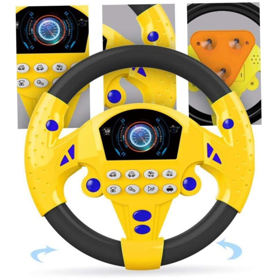 Kids Electronic Racing Steering Wheel Toy - Realistic Driving Sound Effects, Interactive Simulation Game for Toddlers & Children (Yellow) - Perfect for Pretend Play, Birthday Gifts & Early Learning Development