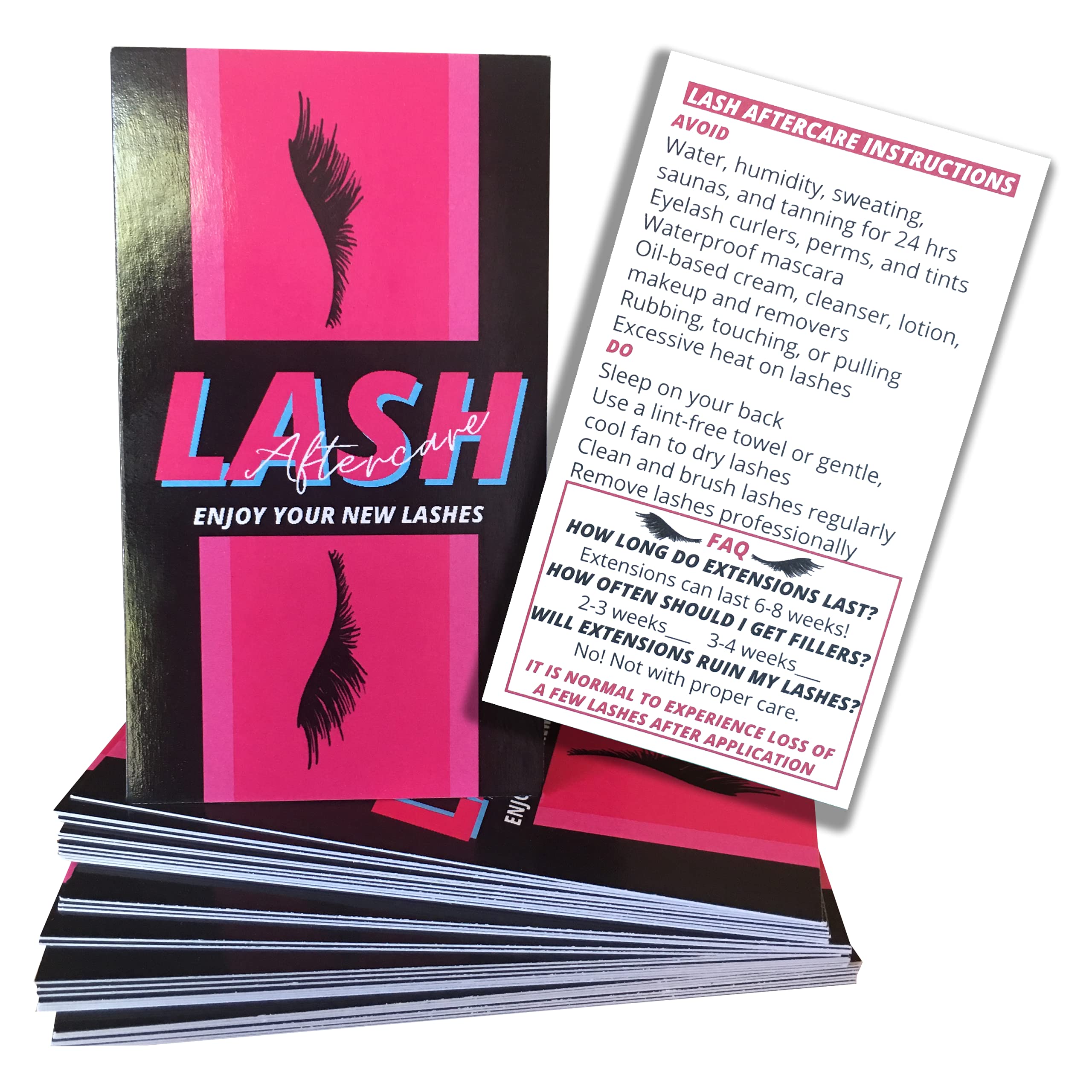 50 Pack Lash Extension Aftercare Cards for Eyelash Technicians - Boost Your Lash Business with Professional Client Care - Perfect for Post-Appointment Gift Bags & Beauty Salon Marketing (Great for Bridal, Special Occasion & Everyday Lash Care)
