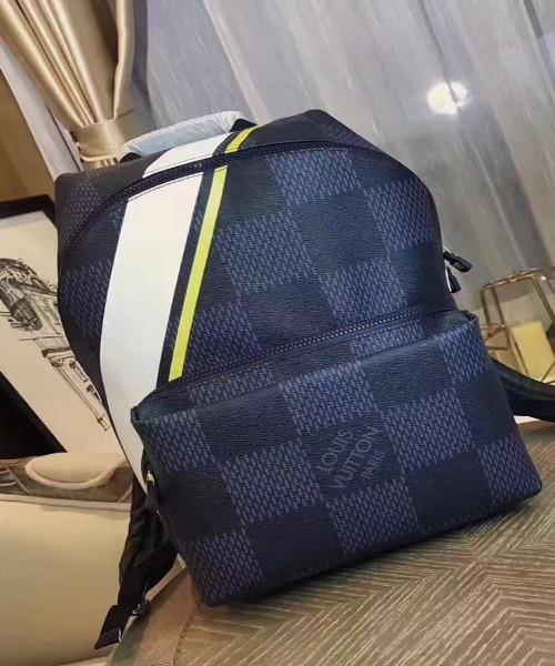 Authentic LV Apollo Backpack in Damier Cobalt Canvas with Yellow Accents - Luxury Travel & Everyday Carry Backpack for Work, School & Outdoor Adventures
