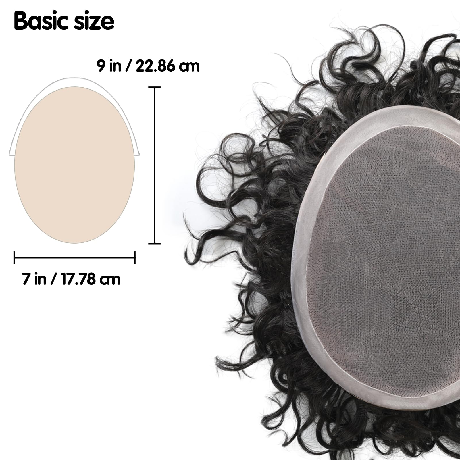 Zakya 20mm Curly Real Human Hair System for Men - 7x9 Inch Replacement Toupee | Natural Looking Hairpiece for Thinning Hair & Baldness | Perfect for Daily Wear, Weddings & Special Occasions