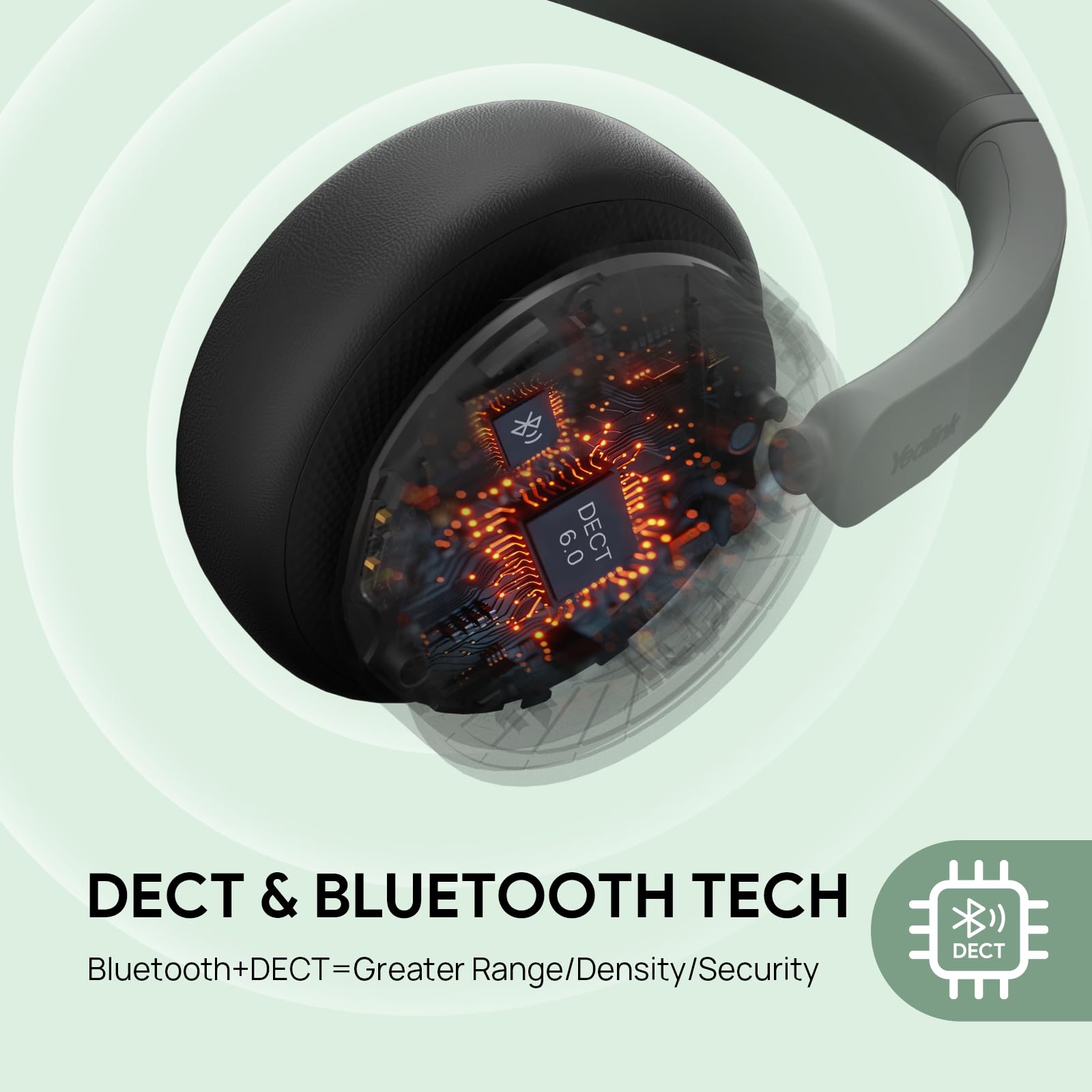 Yealink WH64 Hybrid Wireless Headset with DECT Dongle - 492ft Range, 26hr Talk Time, Bluetooth 5.0 - Microsoft Teams, Zoom, Skype Certified - Advanced Noise Cancelling with 3 Microphones - Perfect for Remote Work, Call Centers & Office Professionals (PC/Laptop/Phone Compatible)