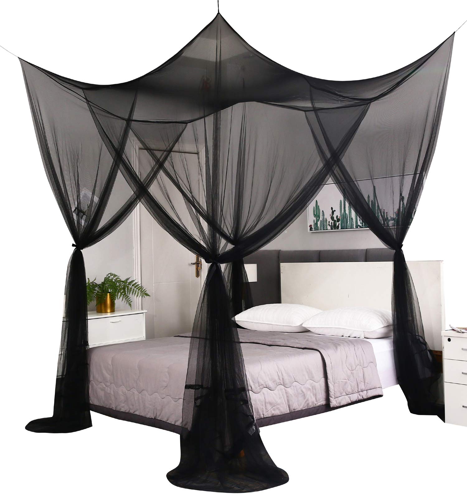 Elegant Mengersi Bed Canopy - Full/Queen/King Size Mosquito Net Bed Curtains for Indoor & Outdoor Use - Gothic & Halloween Decor - Perfect for Bedroom, Patio, and Themed Parties