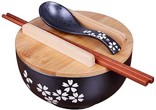 Premium Japanese Black Ceramic Ramen Bowls - 8.5