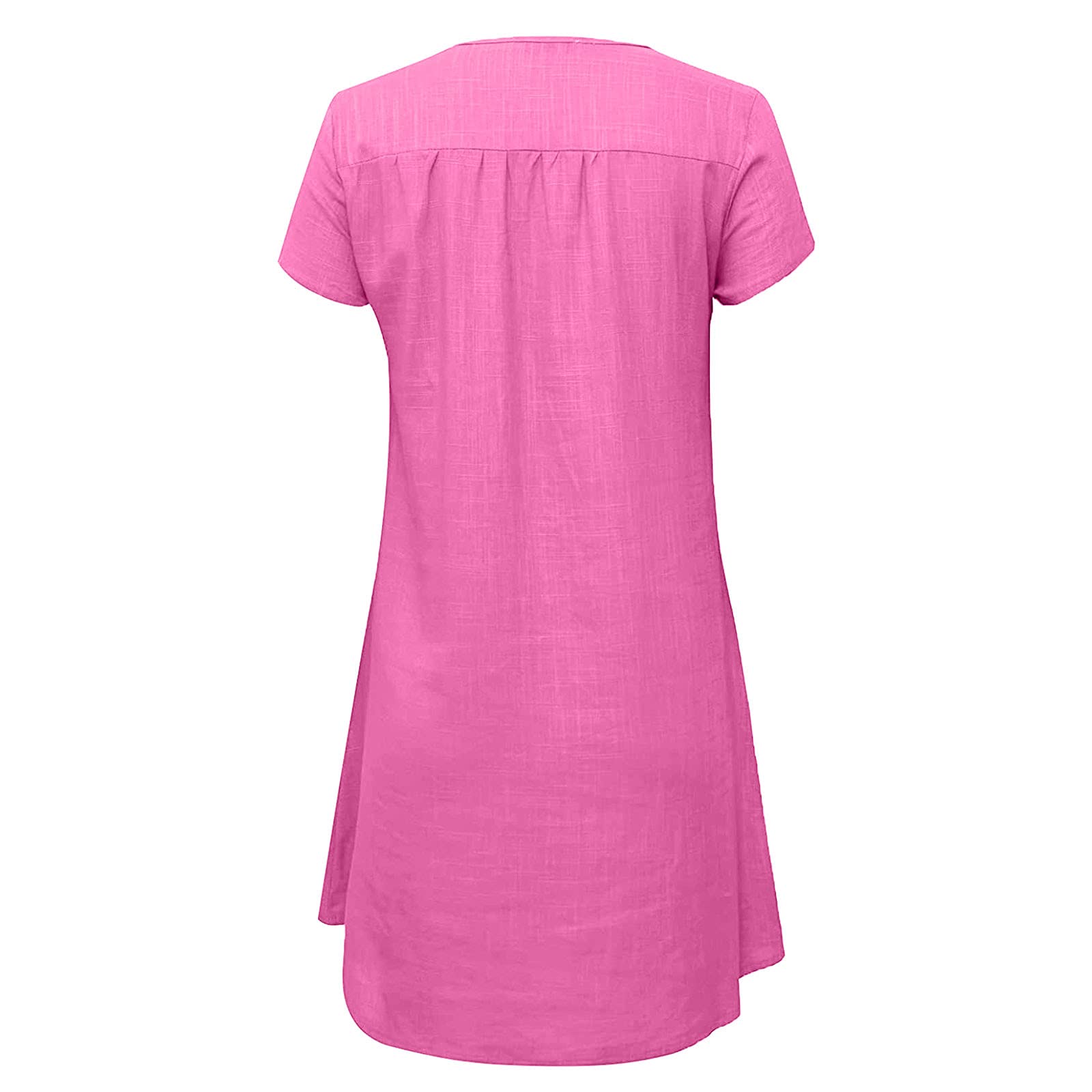 NaRHbrg Women's Linen Tunic Dress - V-Neck Loose Fit Midi Sundress for Beach Vacation, Casual Wear & Summer Outfits - Plus Size Flowy Shift Dress in Solid Colors