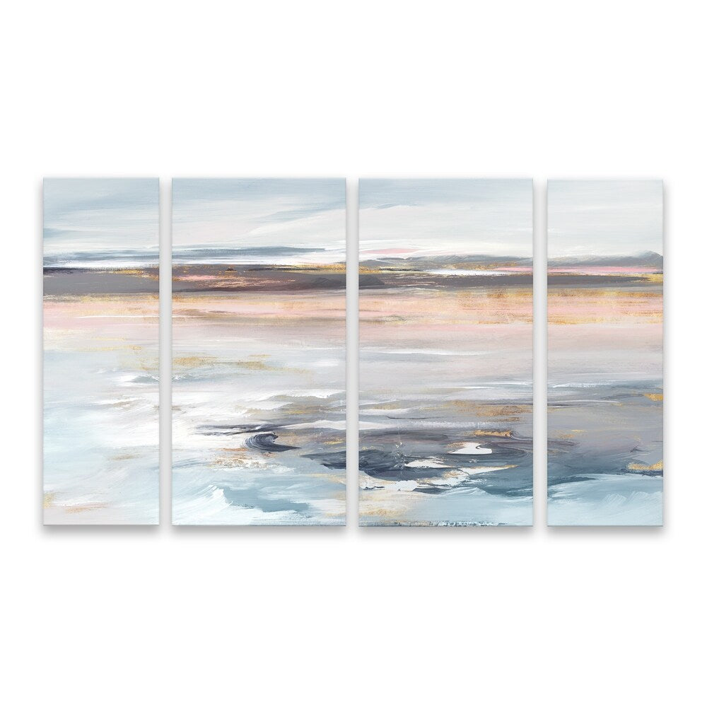 Beyond the Sea Hand Embellished Canvas Wall Art Set of 4 - 40x24 Inches Multi-Color Ocean Themed Paintings - Perfect for Living Room, Bedroom & Beach House Decor