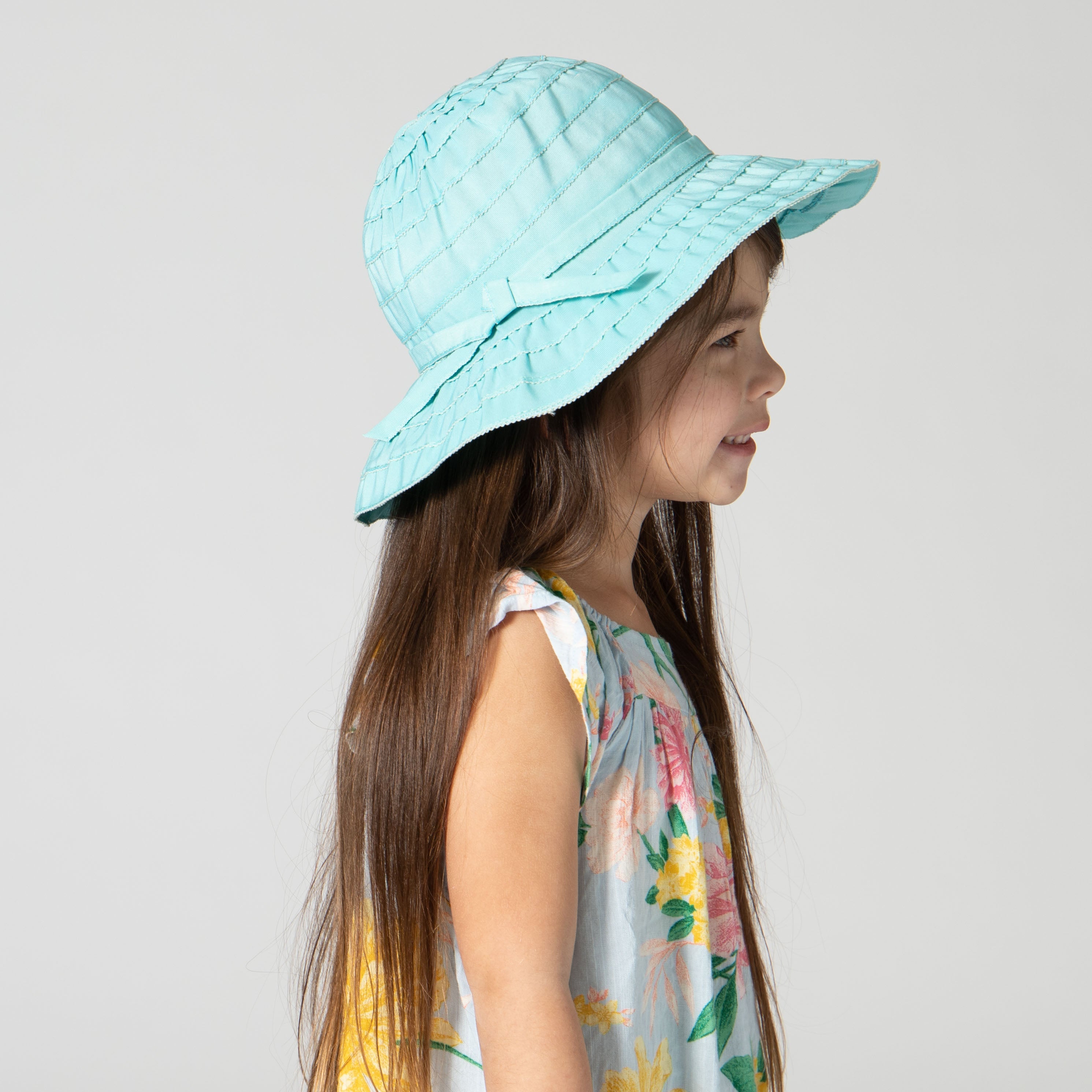 Kids Ribbon Floppy Sun Hat - Adjustable Wide Brim Summer Beach Hat for Girls & Boys - Perfect for Outdoor Play, Beach Vacations & Photoshoots