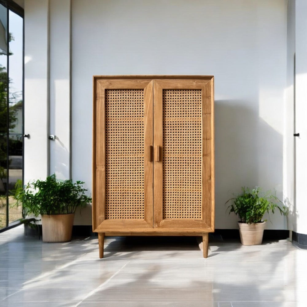 Modern Rattan Shoe Cabinet with 3-Tier Storage - Breathable Entryway Organizer for Shoes, Boots & Accessories | Perfect for Small Spaces, Apartments & Closet Organization