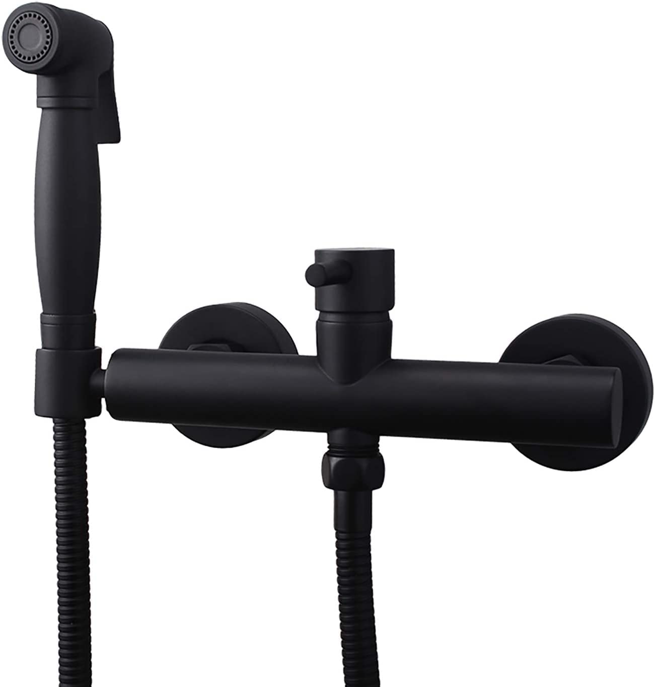 Portable Brass Bidet Sprayer for Toilet - Hot & Cold Water Handheld Cloth Diaper Sprayer Kit with Shower Hose - Perfect for Personal Hygiene, Baby Care & Bathroom Cleaning (Black)