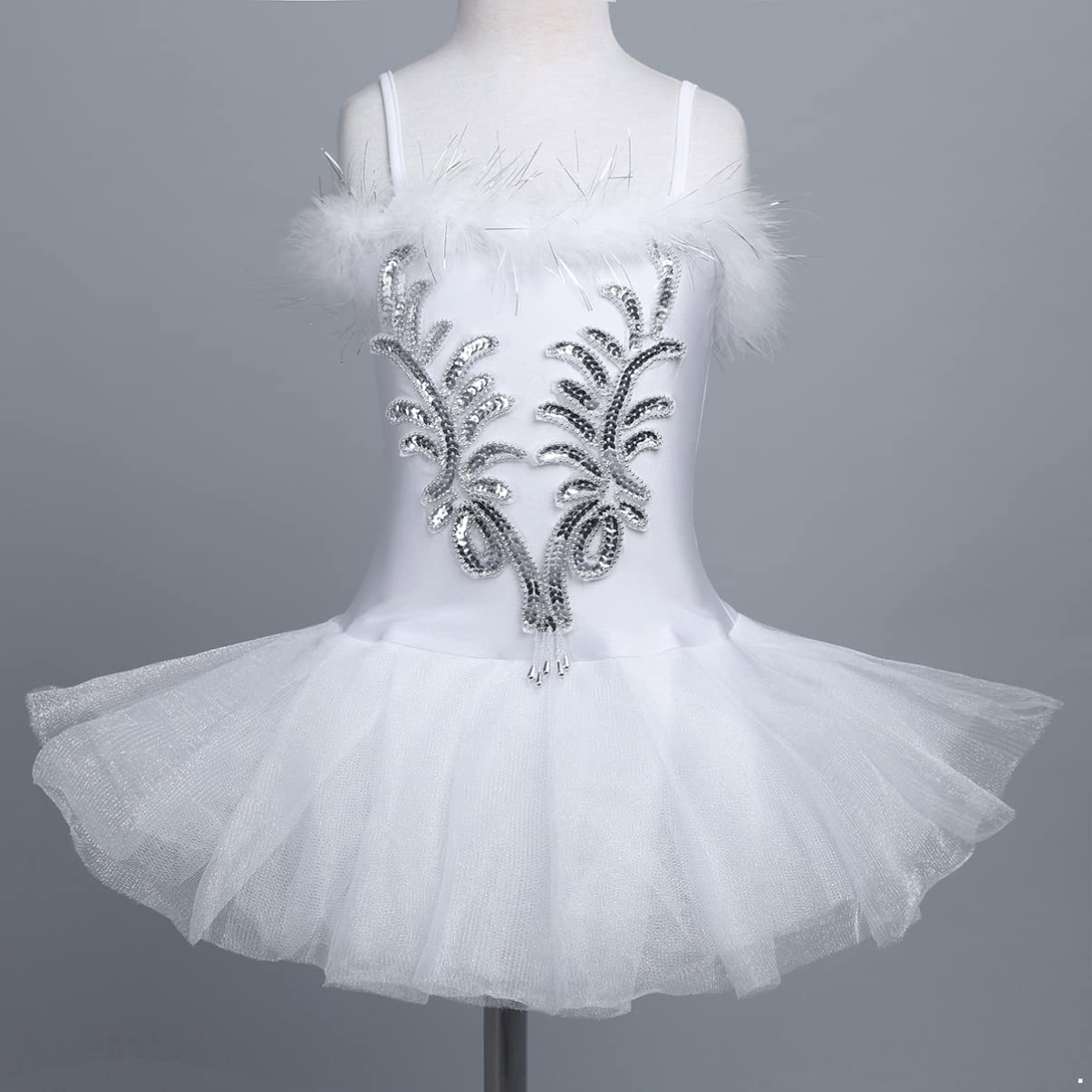 Girls Swan Lake Ballet Tutu Dress with Sequined Leotard, Fingerless Gloves & Hair Clip Set – Perfect for Dance Recitals, Halloween Costumes & Themed Birthday Parties
