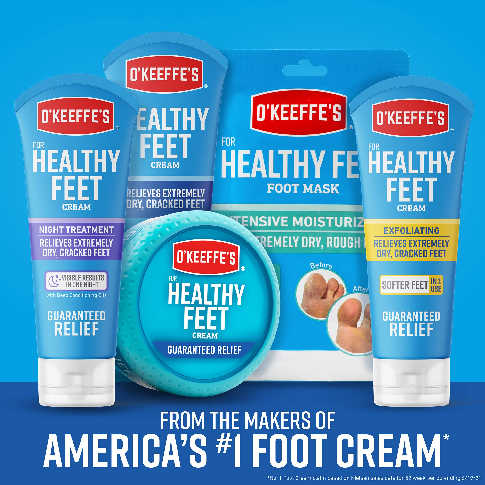 O'Keeffe's Healthy Feet Foot Cream - 3.2 oz Jar (10 Pack) - Intense Moisturizing for Dry, Cracked Feet - Perfect for Athletes, Diabetics & Daily Foot Care