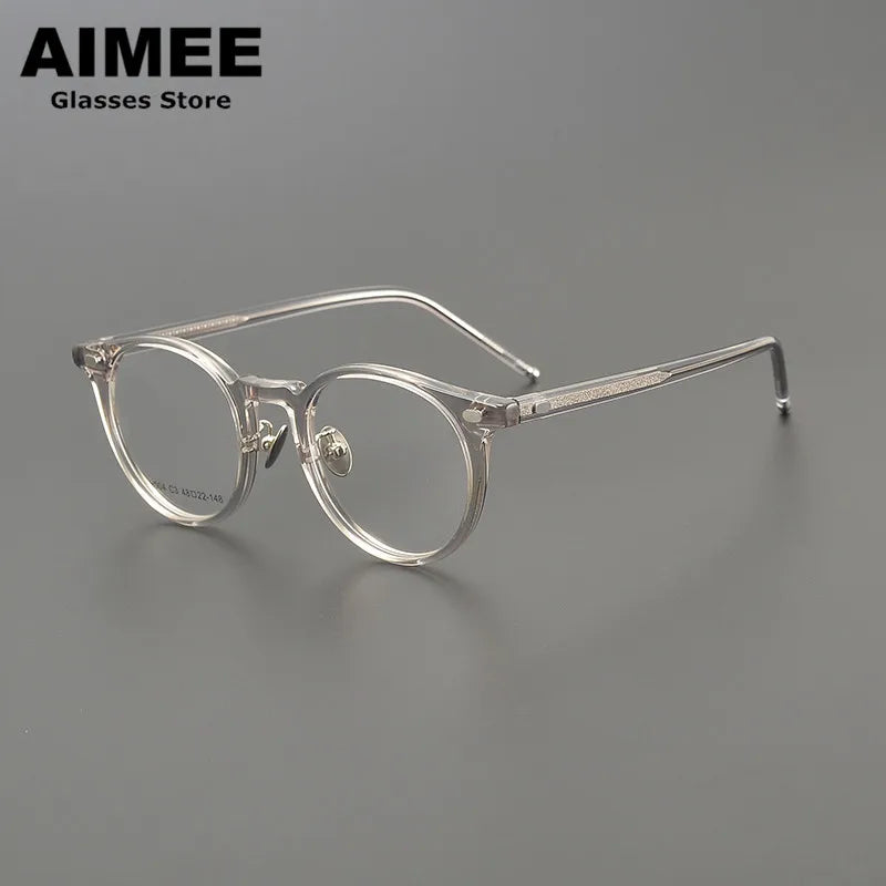 Stylish Aimee Unisex Full Rim Round Square Acetate Titanium Eyeglasses Frame 19004 - Perfect for Work, Reading & Fashion Accessories