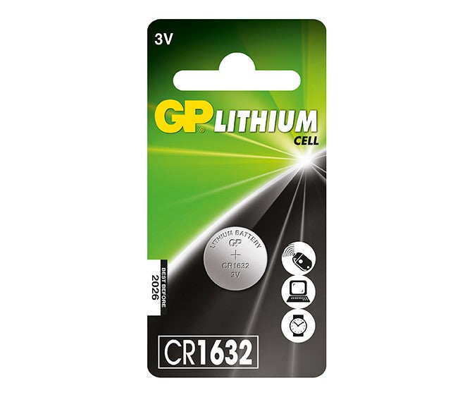 GP CR1632 Lithium Coin Battery - 1 Pack (3V, Long-Lasting Power) - Perfect for Watches, Calculators, Key Fobs & Small Electronics
