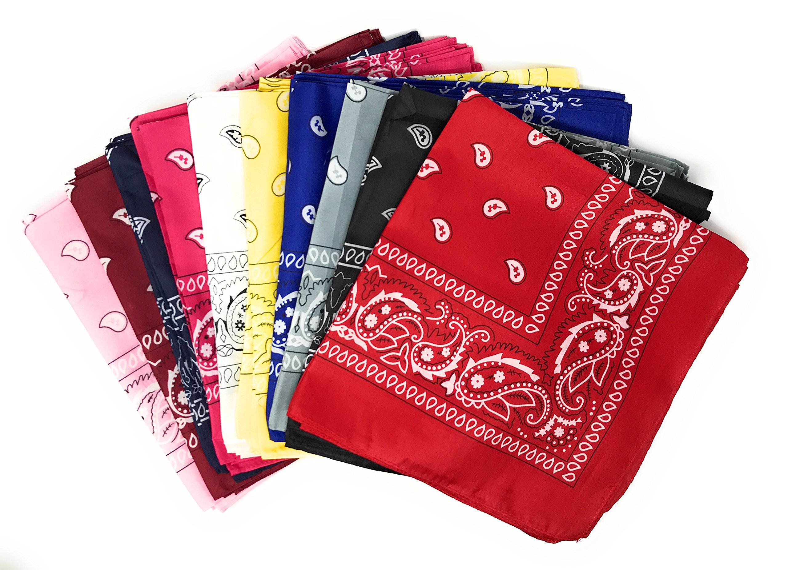 Funiverse Bulk Wholesale 50-Pack Cotton Bandanas for Parties, Events & Festivals - Perfect for Costumes, Team Spirit & Outdoor Activities