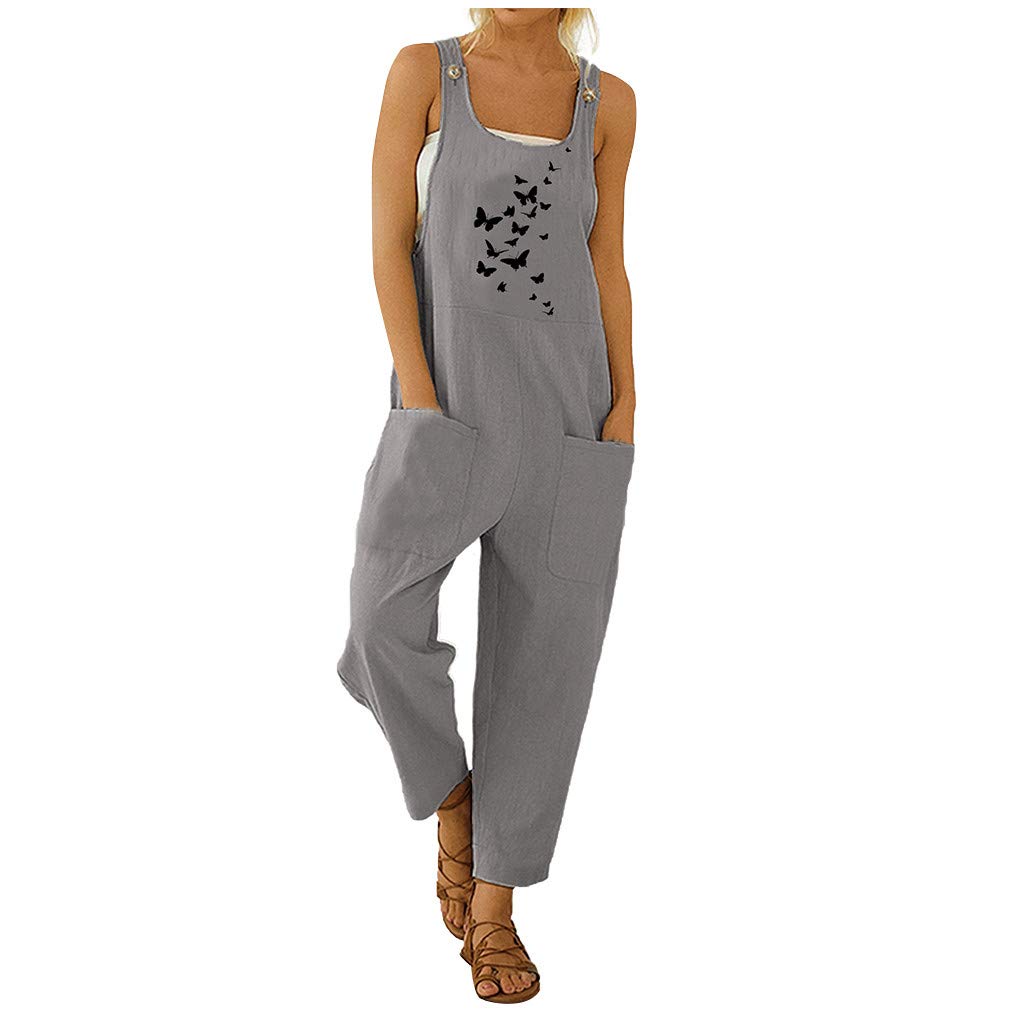 Eaktool Women's Summer Jumpsuit - Casual Boho Print Romper with Pockets, Adjustable Straps & Button Front | Beach Cover Up, Vacation Outfit, Festival Wear, Lounge Wear