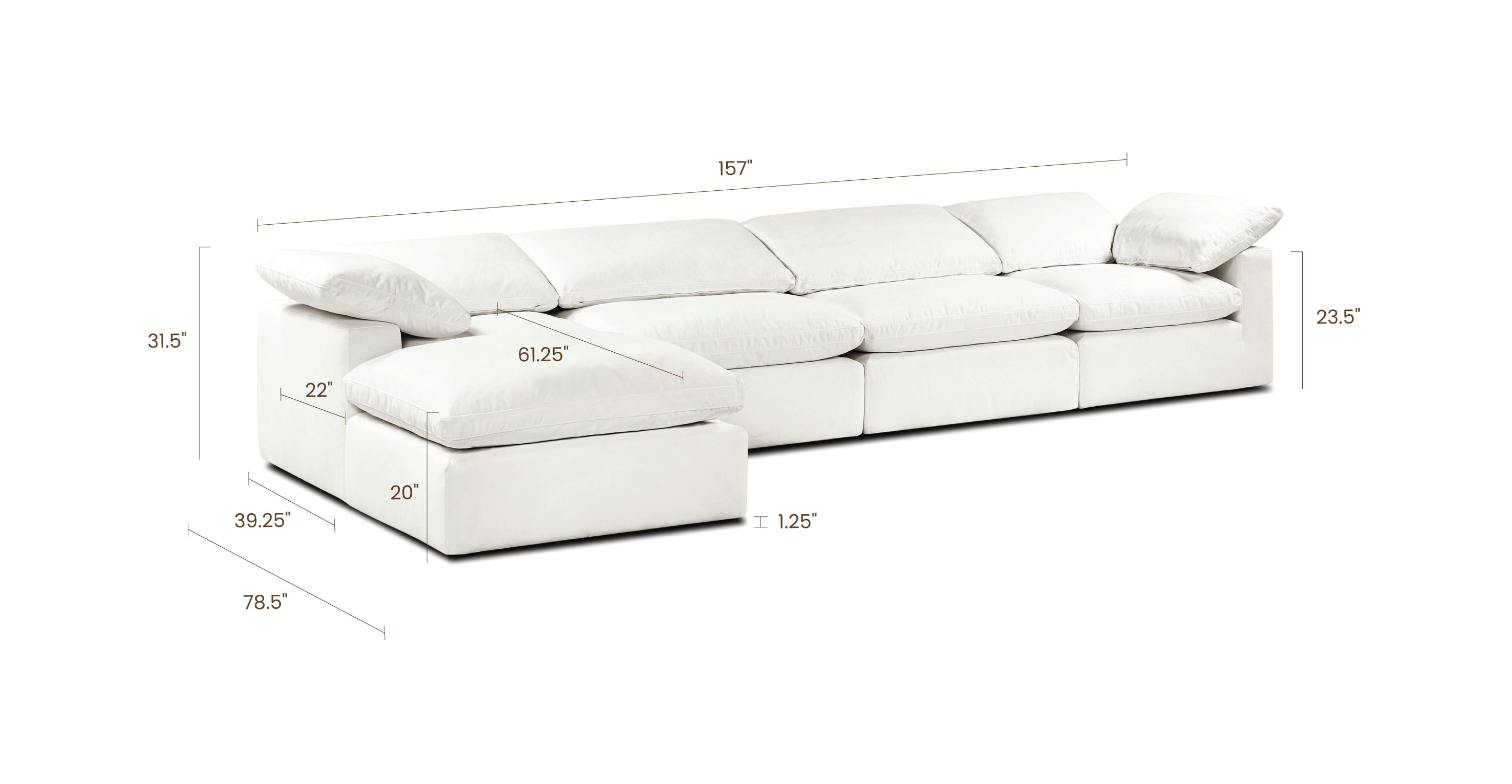 5-Seat Aspen Modular L-Shaped Sectional Sofa - Modern Living Room Furniture for Small Spaces & Apartments - Perfect for Family Gatherings & Movie Nights