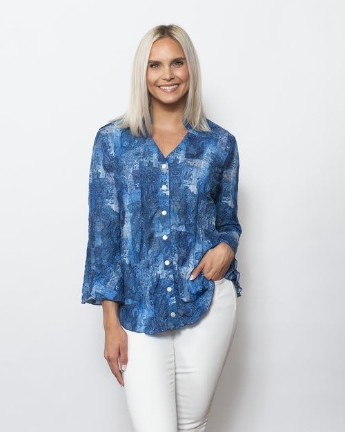 Stylish Printed Crinkle Mesh Blouse for Women - Designer Hand-Finished Tops | Perfect for Office Wear, Date Nights & Special Occasions