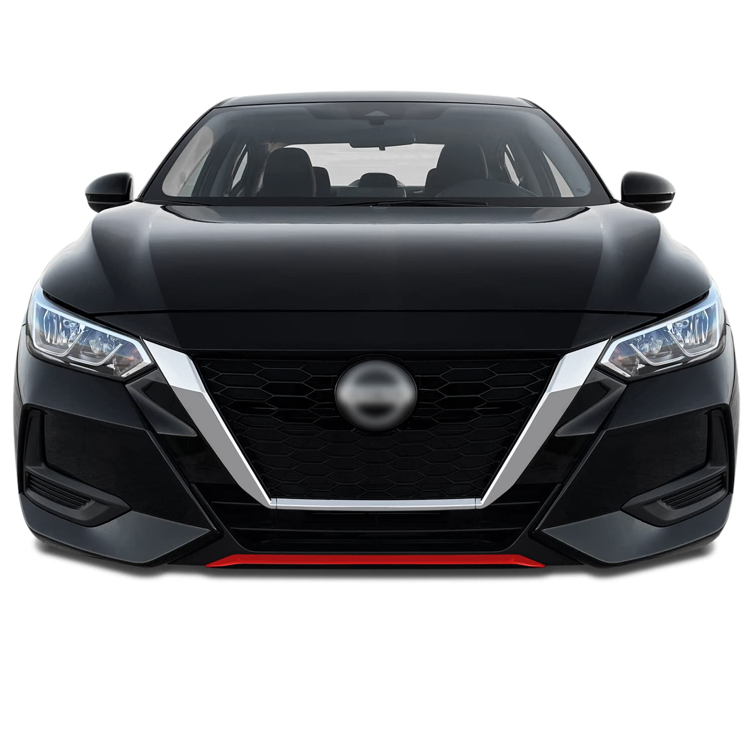 2020-2022 Nissan Sentra Front Bumper Red Vinyl Overlay - Glossy 3-Piece Lower Lip Kit | Custom Car Styling & Protection for Daily Driving & Car Shows