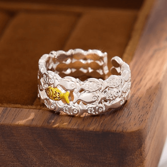 Stylish Silver Fish Layered Stacking Rings Set | Trendy Adjustable Stackable Rings for Women | Perfect for Everyday Wear, Gift Giving & Boho Fashion