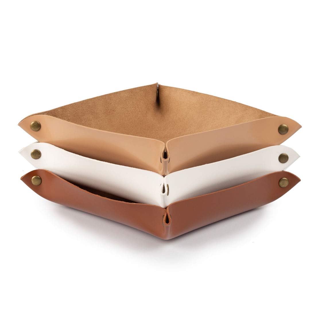 Premium PU Leather Valet Tray - Stylish Decorative Vanity Organizer for Jewelry, Watch, Keys, Coins & Perfume | Perfect for Nightstand, Dresser, Bathroom & Coffee Table Organization | Elegant Home Decor Gift Idea